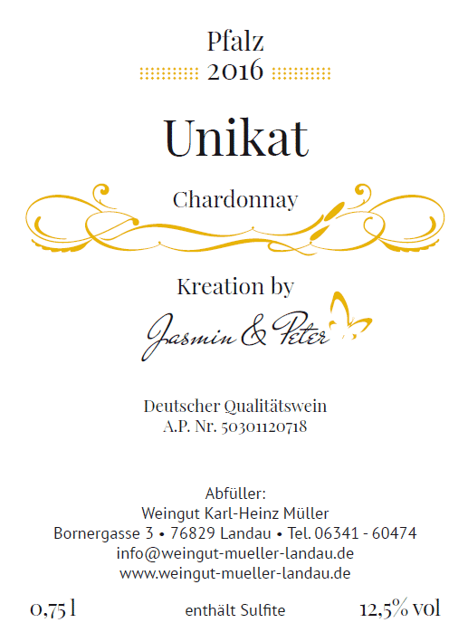 Etikett Unikat Chardonnay